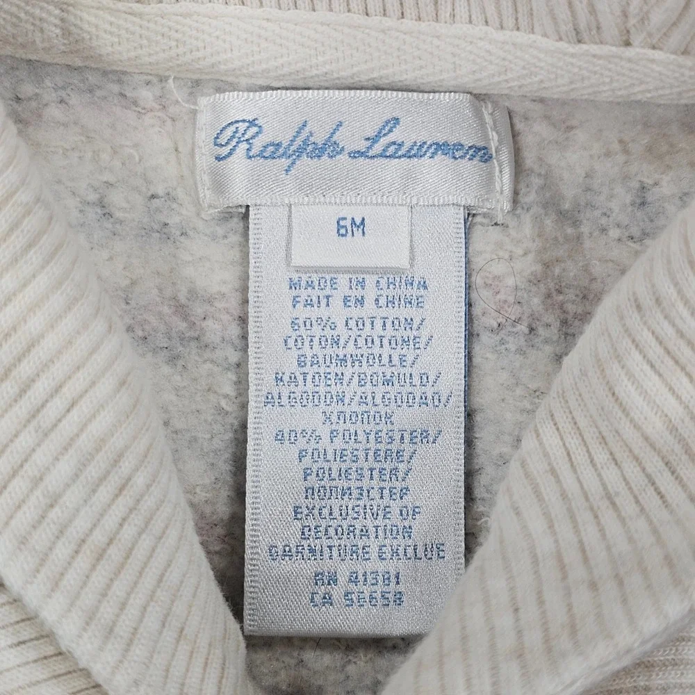 Ralph Lauren Infant Boys 6M Fair Isle Shawl Collar Pullover Sweater Fleece Cream